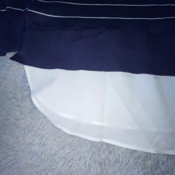 Hilary Radley Womens‎ Medium M Striped V Neck Pullover Sweater Shirt Collar - Picture 12 of 13